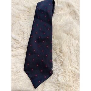 Kuppenheimer Silk Tie Mens OS Navy Blue Excellent Hand Printed Floral Medallion